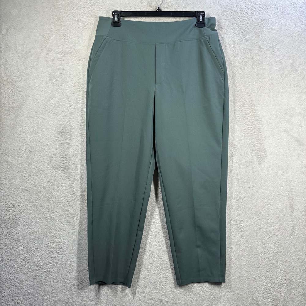 Athleta Brooklyn Ankle Pants Womens 14 Green Tapered Trouser Stretch Commuter